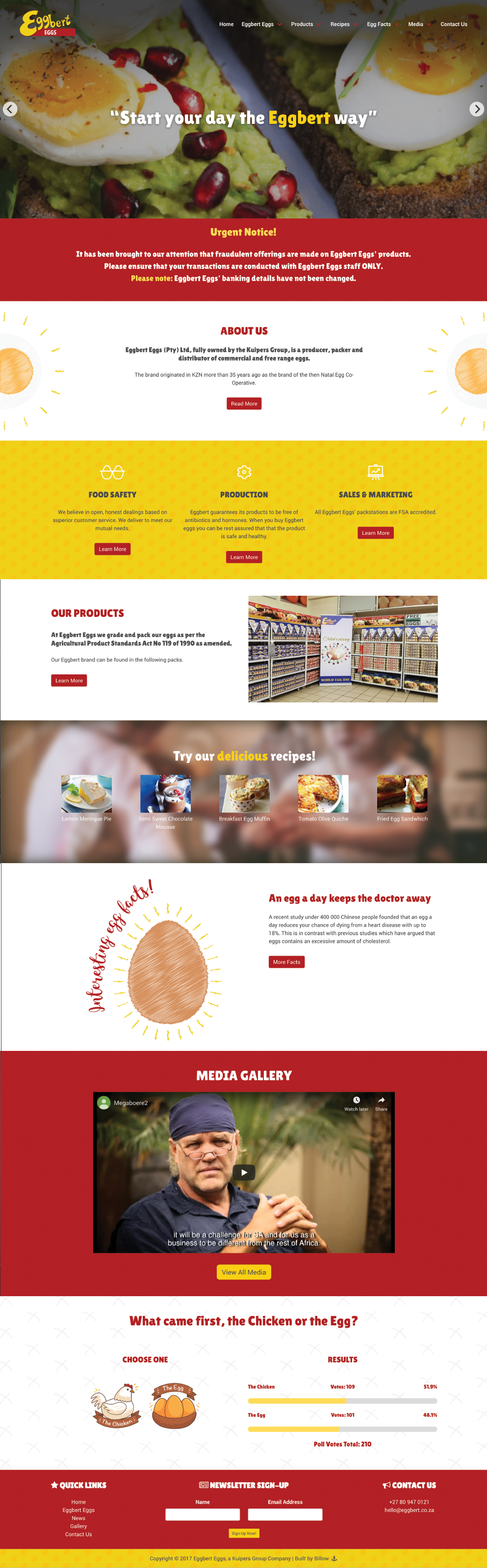 Eggbert Eggs website by Billow